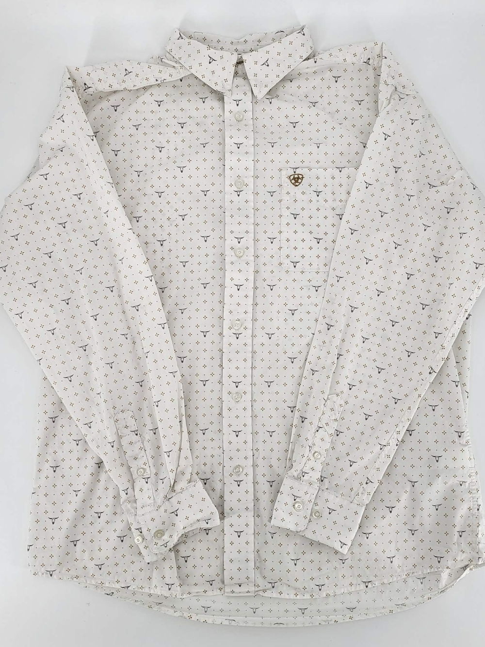 Ariat Cream Button-Up Dress Shirt with Microprint